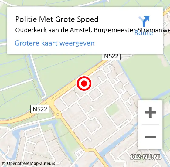 Locatie op kaart van de 112 melding: Politie Met Grote Spoed Naar Ouderkerk aan de Amstel, Burgemeester Stramanweg op 18 december 2023 08:07