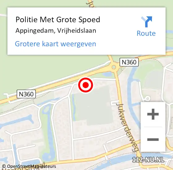 Locatie op kaart van de 112 melding: Politie Met Grote Spoed Naar Appingedam, Vrijheidslaan op 18 december 2023 08:27