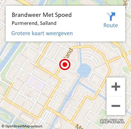 Locatie op kaart van de 112 melding: Brandweer Met Spoed Naar Purmerend, Salland op 18 december 2023 08:27