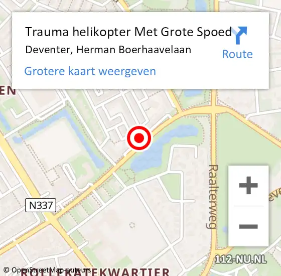 Locatie op kaart van de 112 melding: Trauma helikopter Met Grote Spoed Naar Deventer, Herman Boerhaavelaan op 18 december 2023 08:39