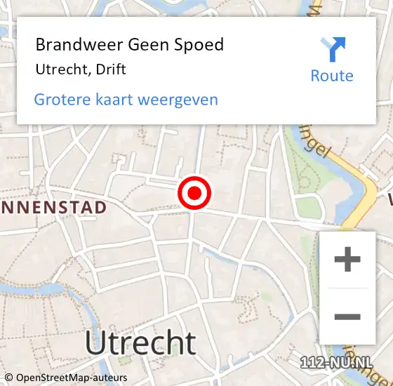 Locatie op kaart van de 112 melding: Brandweer Geen Spoed Naar Utrecht, Drift op 18 december 2023 08:44