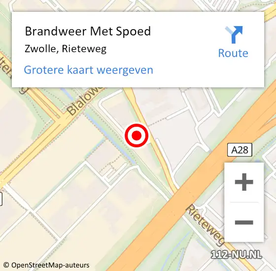 Locatie op kaart van de 112 melding: Brandweer Met Spoed Naar Zwolle, Rieteweg op 18 december 2023 08:55