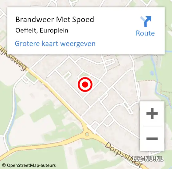 Locatie op kaart van de 112 melding: Brandweer Met Spoed Naar Oeffelt, Europlein op 18 december 2023 09:00