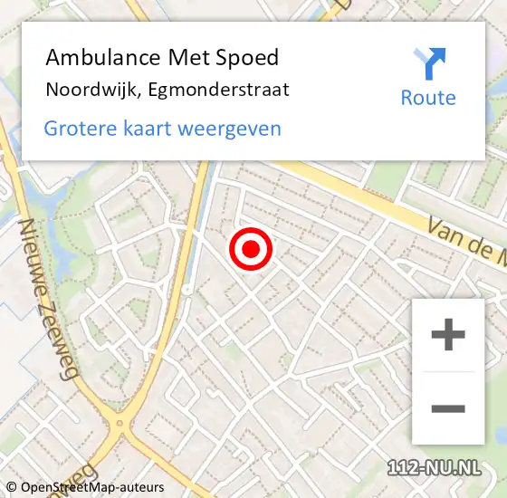 Locatie op kaart van de 112 melding: Ambulance Met Spoed Naar Noordwijk, Egmonderstraat op 18 december 2023 09:08