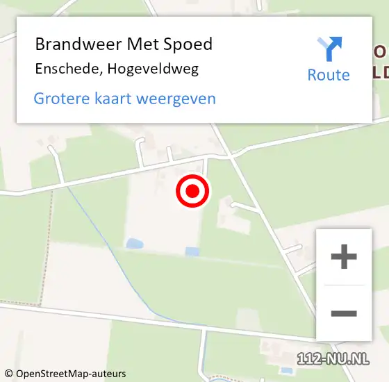 Locatie op kaart van de 112 melding: Brandweer Met Spoed Naar Enschede, Hogeveldweg op 18 december 2023 09:09