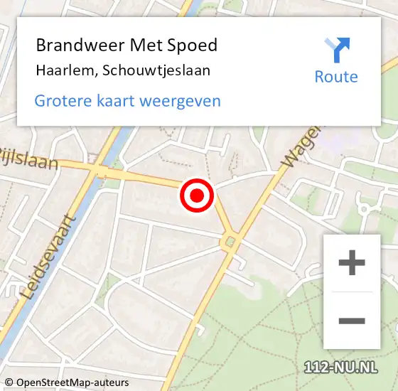 Locatie op kaart van de 112 melding: Brandweer Met Spoed Naar Haarlem, Schouwtjeslaan op 18 december 2023 09:52