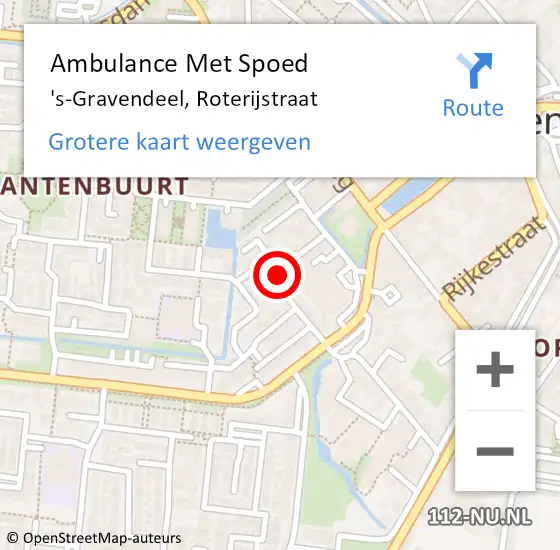 Locatie op kaart van de 112 melding: Ambulance Met Spoed Naar 's-Gravendeel, Roterijstraat op 18 december 2023 10:26