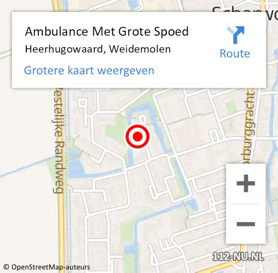 Locatie op kaart van de 112 melding: Ambulance Met Grote Spoed Naar Heerhugowaard, Weidemolen op 18 december 2023 10:44