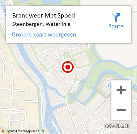 Locatie op kaart van de 112 melding: Brandweer Met Spoed Naar Steenbergen, Waterlinie op 18 december 2023 10:56
