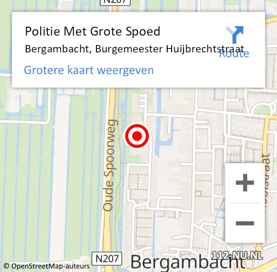 Locatie op kaart van de 112 melding: Politie Met Grote Spoed Naar Bergambacht, Burgemeester Huijbrechtstraat op 18 december 2023 11:07