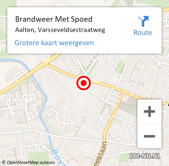 Locatie op kaart van de 112 melding: Brandweer Met Spoed Naar Aalten, Varsseveldsestraatweg op 18 december 2023 11:34