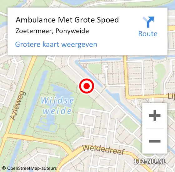 Locatie op kaart van de 112 melding: Ambulance Met Grote Spoed Naar Zoetermeer, Ponyweide op 18 december 2023 11:39