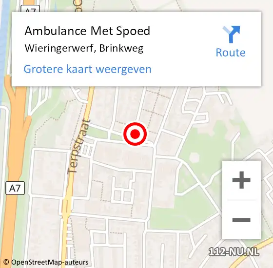 Locatie op kaart van de 112 melding: Ambulance Met Spoed Naar Wieringerwerf, Brinkweg op 18 december 2023 11:39
