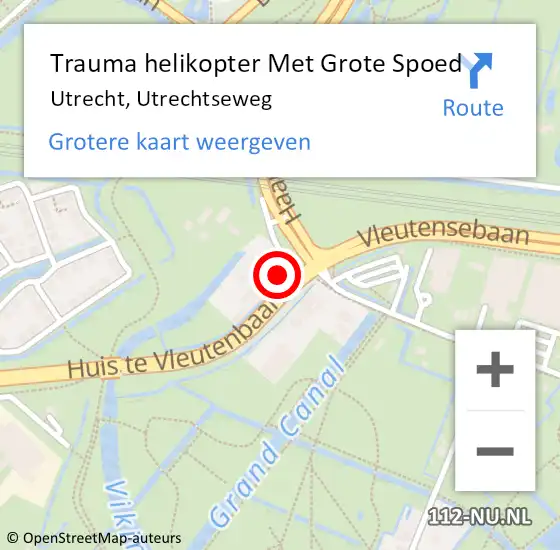 Locatie op kaart van de 112 melding: Trauma helikopter Met Grote Spoed Naar Utrecht, Utrechtseweg op 18 december 2023 12:02