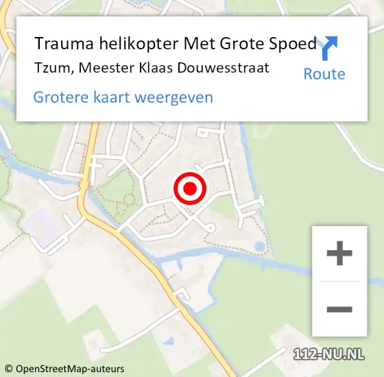 Locatie op kaart van de 112 melding: Trauma helikopter Met Grote Spoed Naar Tzum, Meester Klaas Douwesstraat op 18 december 2023 12:17