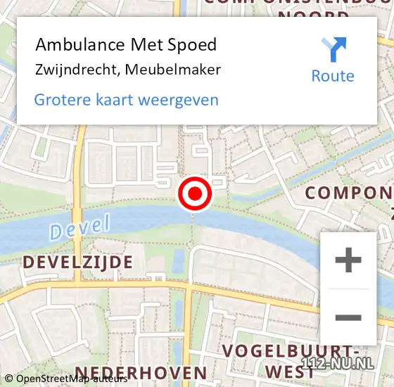 Locatie op kaart van de 112 melding: Ambulance Met Spoed Naar Zwijndrecht, Meubelmaker op 18 december 2023 12:20