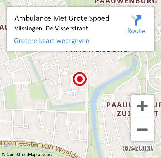 Locatie op kaart van de 112 melding: Ambulance Met Grote Spoed Naar Vlissingen, De Visserstraat op 18 september 2014 21:18