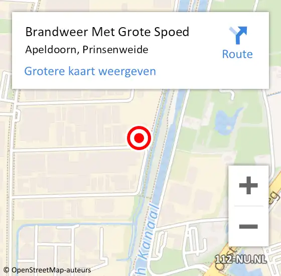 Locatie op kaart van de 112 melding: Brandweer Met Grote Spoed Naar Apeldoorn, Prinsenweide op 18 december 2023 12:51