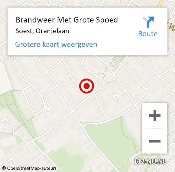 Locatie op kaart van de 112 melding: Brandweer Met Grote Spoed Naar Soest, Oranjelaan op 18 december 2023 12:56