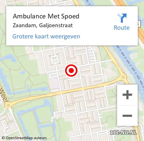 Locatie op kaart van de 112 melding: Ambulance Met Spoed Naar Zaandam, Galjoenstraat op 18 december 2023 13:12