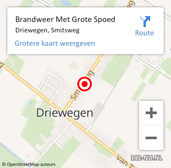 Locatie op kaart van de 112 melding: Brandweer Met Grote Spoed Naar Driewegen, Smitsweg op 18 december 2023 13:48
