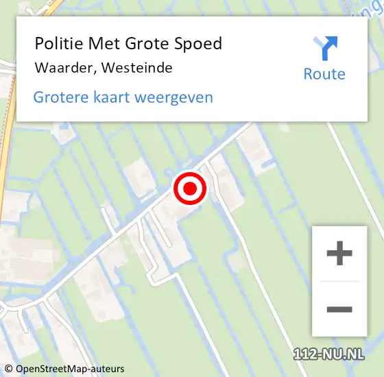 Locatie op kaart van de 112 melding: Politie Met Grote Spoed Naar Waarder, Westeinde op 18 december 2023 14:25