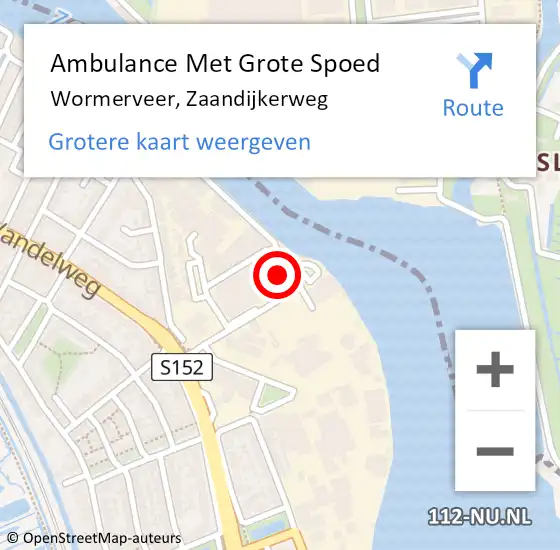 Locatie op kaart van de 112 melding: Ambulance Met Grote Spoed Naar Wormerveer, Zaandijkerweg op 18 december 2023 14:26