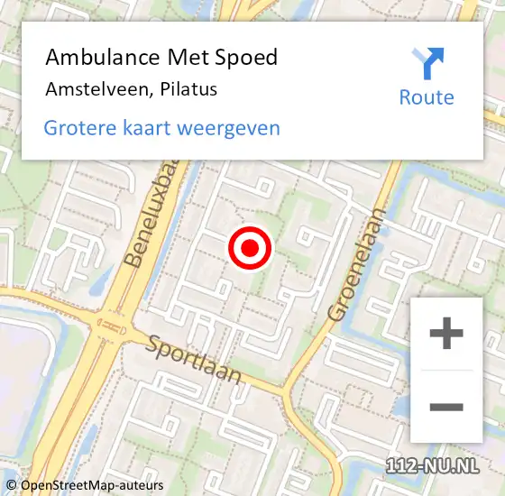 Locatie op kaart van de 112 melding: Ambulance Met Spoed Naar Amstelveen, Pilatus op 18 december 2023 14:27