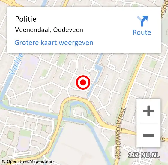 Locatie op kaart van de 112 melding: Politie Veenendaal, Oudeveen op 18 december 2023 14:33