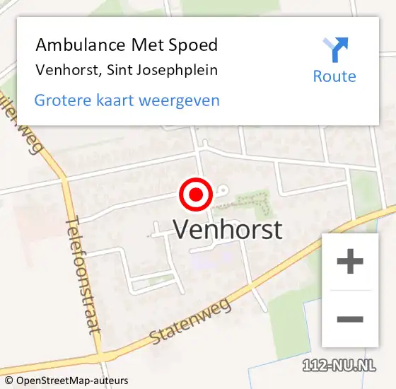 Locatie op kaart van de 112 melding: Ambulance Met Spoed Naar Venhorst, Sint Josephplein op 18 september 2014 21:44