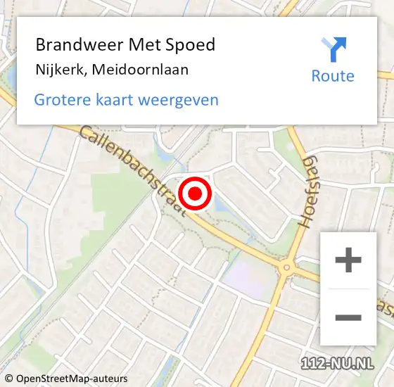 Locatie op kaart van de 112 melding: Brandweer Met Spoed Naar Nijkerk, Meidoornlaan op 18 december 2023 15:01