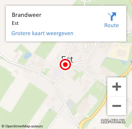 Locatie op kaart van de 112 melding: Brandweer Est op 18 december 2023 15:02