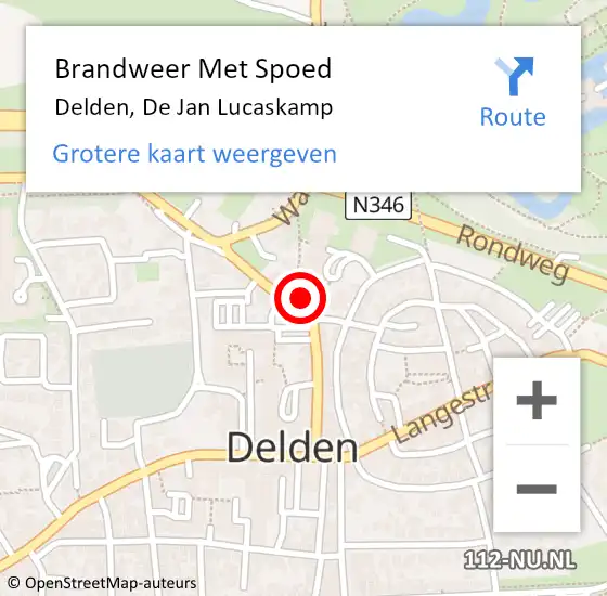 Locatie op kaart van de 112 melding: Brandweer Met Spoed Naar Delden, De Jan Lucaskamp op 18 december 2023 15:19