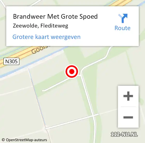 Locatie op kaart van de 112 melding: Brandweer Met Grote Spoed Naar Zeewolde, Flediteweg op 18 december 2023 15:55