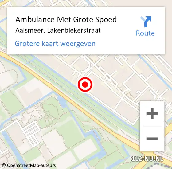 Locatie op kaart van de 112 melding: Ambulance Met Grote Spoed Naar Aalsmeer, Lakenblekerstraat op 18 december 2023 15:56