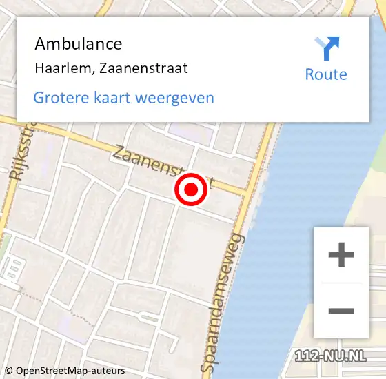 Locatie op kaart van de 112 melding: Ambulance Haarlem, Zaanenstraat op 18 december 2023 16:26