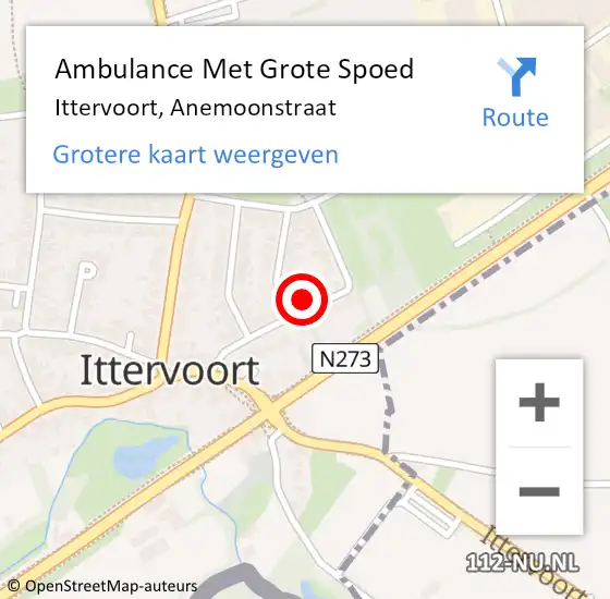 Locatie op kaart van de 112 melding: Ambulance Met Grote Spoed Naar Ittervoort, Anemoonstraat op 18 september 2014 22:08