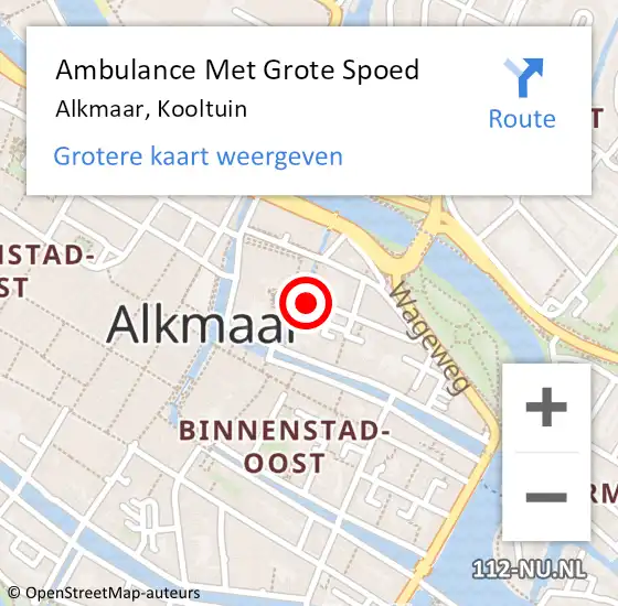 Locatie op kaart van de 112 melding: Ambulance Met Grote Spoed Naar Alkmaar, Kooltuin op 18 december 2023 16:55