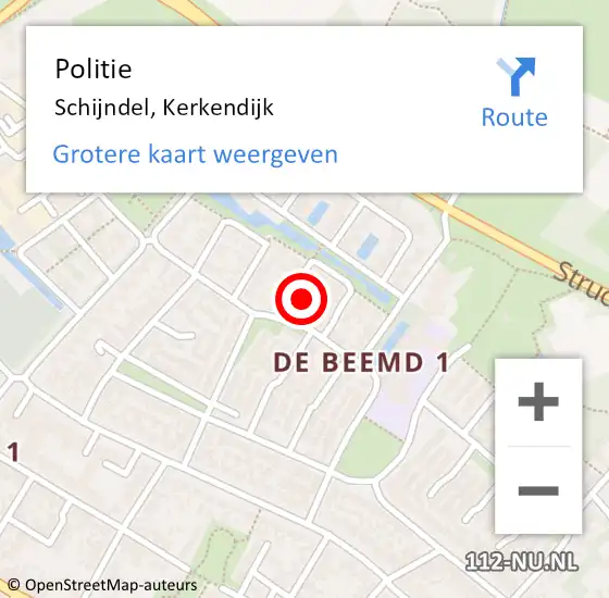 Locatie op kaart van de 112 melding: Politie Schijndel, Kerkendijk op 18 december 2023 17:03
