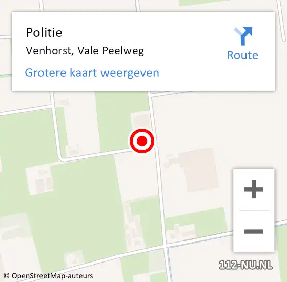 Locatie op kaart van de 112 melding: Politie Venhorst, Vale Peelweg op 18 december 2023 17:09