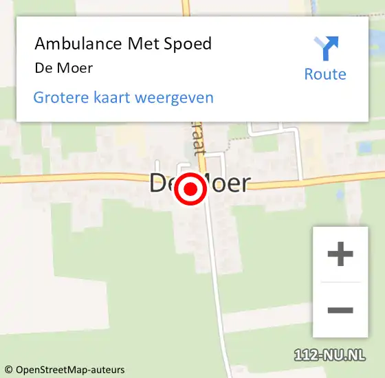 Locatie op kaart van de 112 melding: Ambulance Met Spoed Naar De Moer op 18 december 2023 17:18