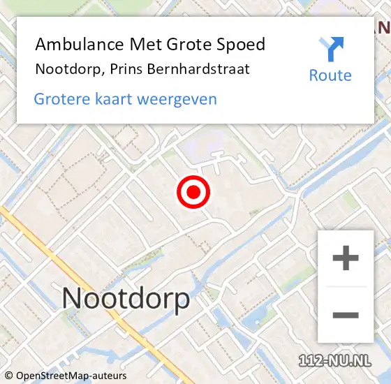 Locatie op kaart van de 112 melding: Ambulance Met Grote Spoed Naar Nootdorp, Prins Bernhardstraat op 18 december 2023 17:33