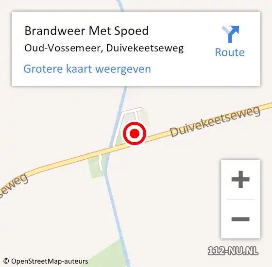 Locatie op kaart van de 112 melding: Brandweer Met Spoed Naar Oud-Vossemeer, Duivekeetseweg op 18 december 2023 18:02
