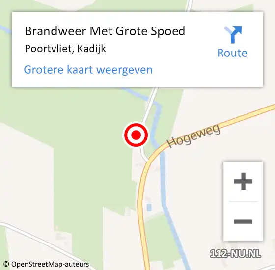 Locatie op kaart van de 112 melding: Brandweer Met Grote Spoed Naar Poortvliet, Kadijk op 18 december 2023 18:05