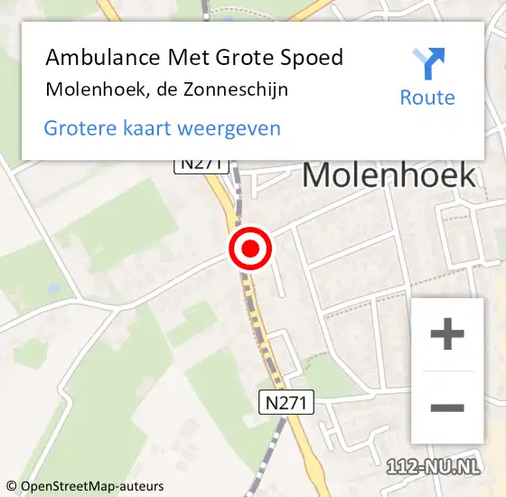 Locatie op kaart van de 112 melding: Ambulance Met Grote Spoed Naar Molenhoek, de Zonneschijn op 18 september 2014 22:30