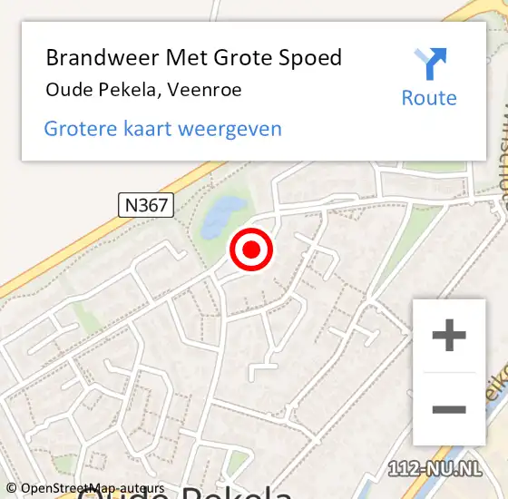 Locatie op kaart van de 112 melding: Brandweer Met Grote Spoed Naar Oude Pekela, Veenroe op 18 september 2014 22:31