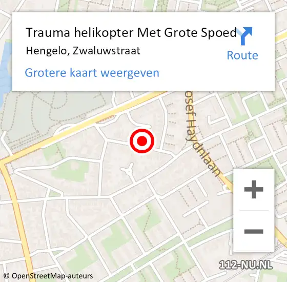 Locatie op kaart van de 112 melding: Trauma helikopter Met Grote Spoed Naar Hengelo, Zwaluwstraat op 18 december 2023 18:31