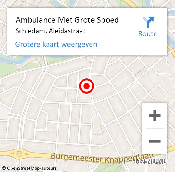 Locatie op kaart van de 112 melding: Ambulance Met Grote Spoed Naar Schiedam, Aleidastraat op 18 december 2023 18:42