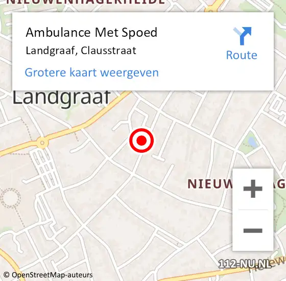 Locatie op kaart van de 112 melding: Ambulance Met Spoed Naar Landgraaf, Clausstraat op 18 september 2014 22:33