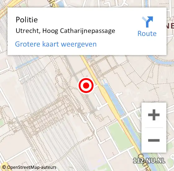 Locatie op kaart van de 112 melding: Politie Utrecht, Hoog Catharijnepassage op 18 december 2023 19:01